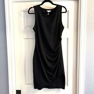 Black Ruched Midi Bodycon Dress - Medium